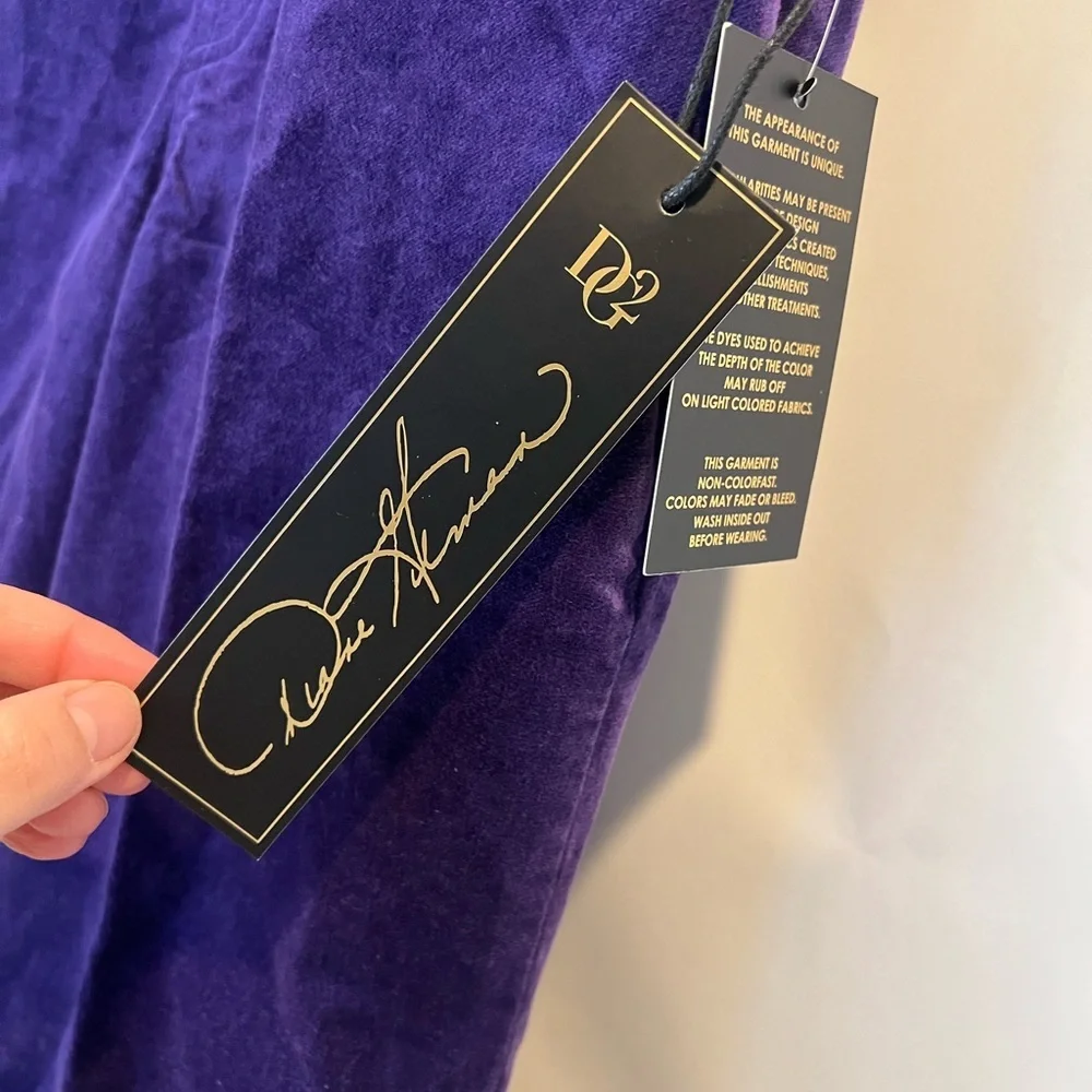 DG2 Diane Gilman Purple Velvet Pull On Pants